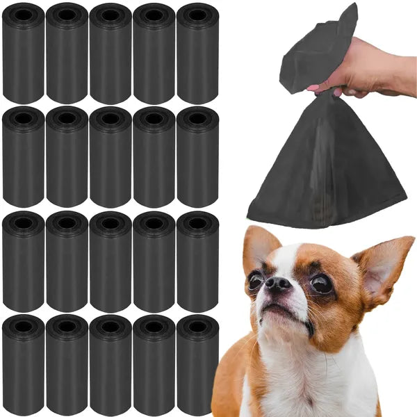 360 db fekete kutyaürülék-zacskó, 20 tekercs, 22,4×30,8 cm