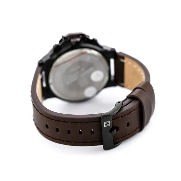 Naviforce férfi kronográf karóra, quartz, bőrszíj, fekete tok, WR30