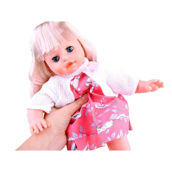 36 cm-es síró-nevető baba hanggal és etető kiegészítőkkel