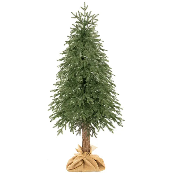 Realisztikus PE luc műfenyő farönkön, 220 cm, sötétzöld