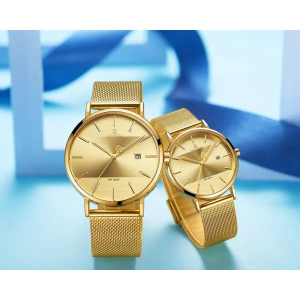 Naviforce páros arany karóra szett, 40/34 mm, quartz, díszdoboz