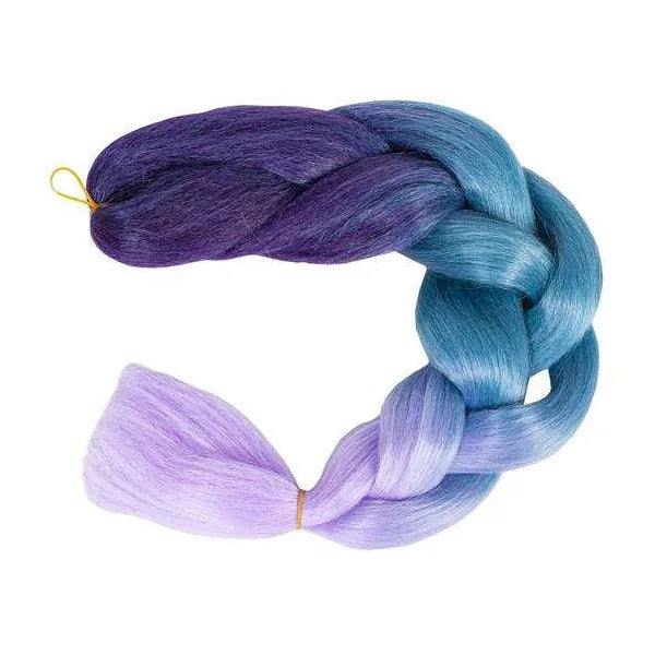 Szintetikus ombre hajfonat kék-lila árnyalatban, 60 cm