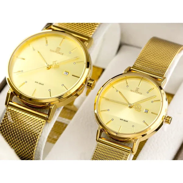 Naviforce páros arany karóra szett, 40/34 mm, quartz, díszdoboz