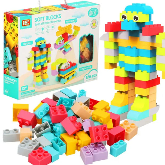 Puha építőkocka készlet 126 db, sokszínű, CE, 3+