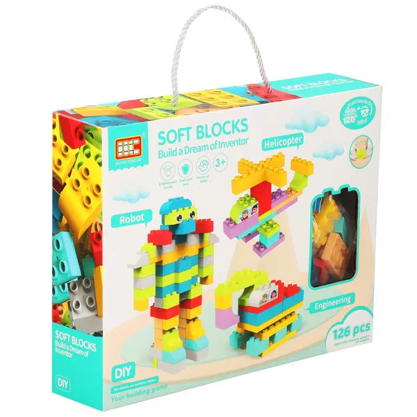 Puha építőkocka készlet 126 db, sokszínű, CE, 3+