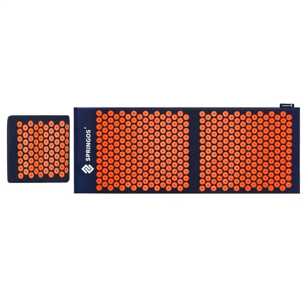 Akupresszúrás matrac és párna szett, 105×40 cm, sötétkék/narancs