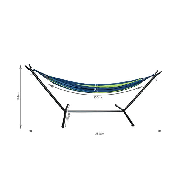 Kétszemélyes függőágy acél vázzal 200x150 cm, 200 kg teherbírás