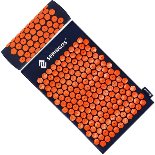 Akupresszúrás matrac + párna szett 65×41 cm, sötétkék-narancs