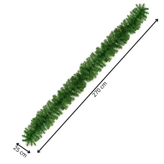 Prémium műfenyő girland, 270 cm, zöld, 230 ág