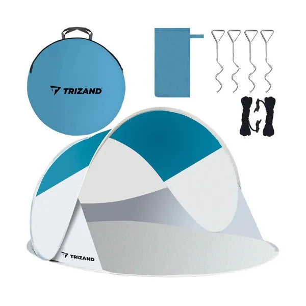 Pop-up strandsátor 220×120×90 cm, kék-szürke UV-védelemmel