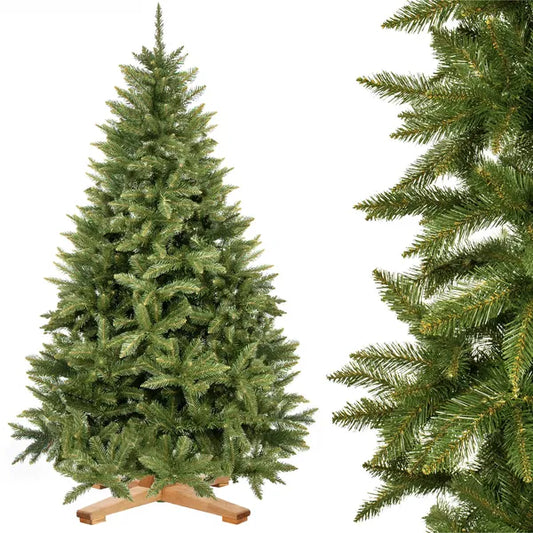 Prémium kaukázusi műfenyő, 180 cm, PVC tűlevelek, fa állvány