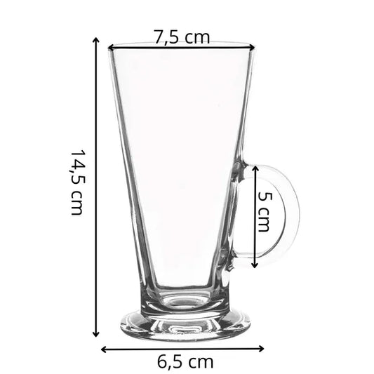 Springos latte üvegpohár készlet, 6 db, 280 ml, átlátszó