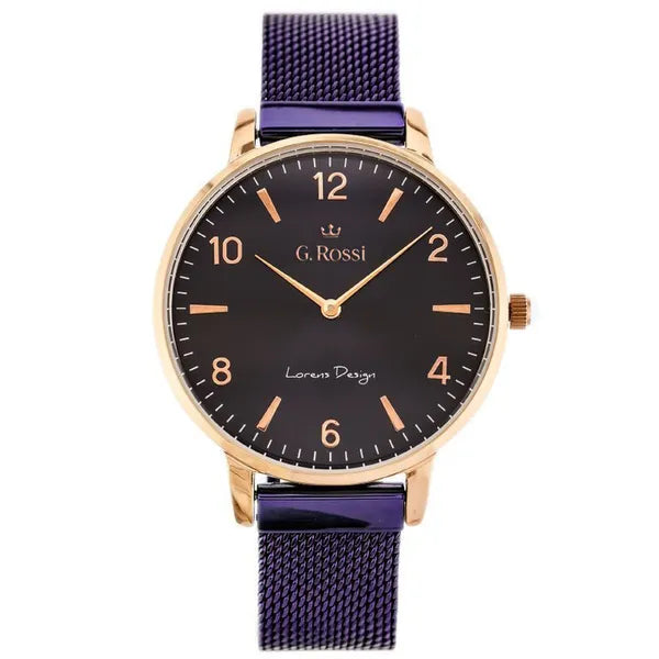 G. Rossi női karóra 40 mm, lila számlap, rózsaarany IPS tok, acél szíj