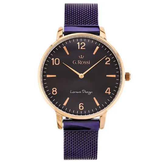 G. Rossi női karóra 40 mm, lila számlap, rózsaarany IPS tok, acél szíj