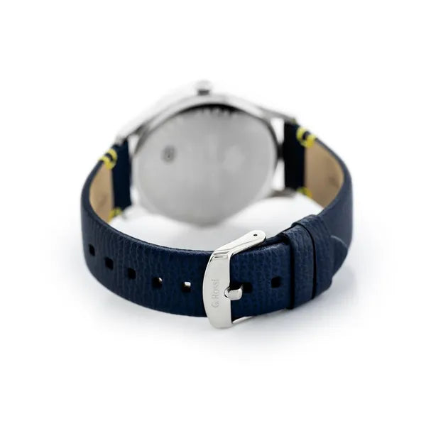 G. Rossi férfi karóra, kék számlap, bőrszíj, 44 mm, WR30