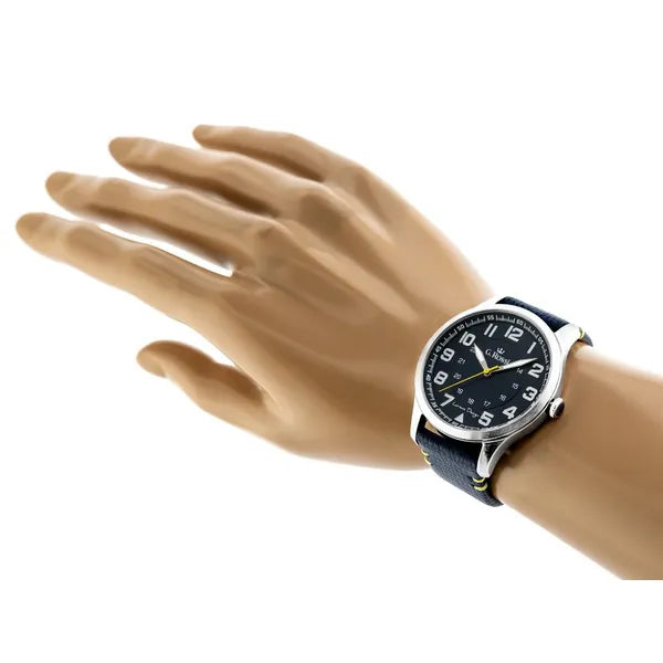 G. Rossi férfi karóra, kék számlap, bőrszíj, 44 mm, WR30