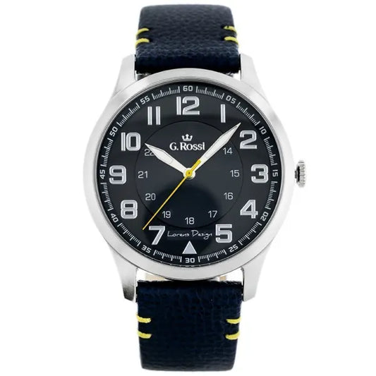 G. Rossi férfi karóra, kék számlap, bőrszíj, 44 mm, WR30