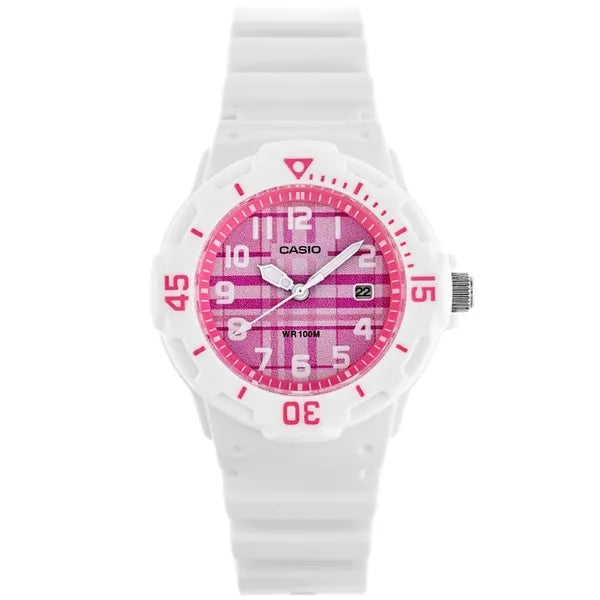 Casio LRW-200H 4CVDF női karóra, 33 mm, WR100, fehér-rózsaszín, kvarc