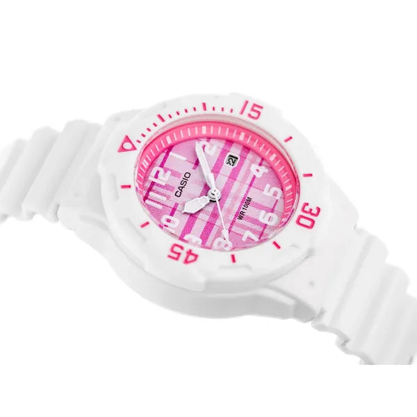 Casio LRW-200H 4CVDF női karóra, 33 mm, WR100, fehér-rózsaszín, kvarc