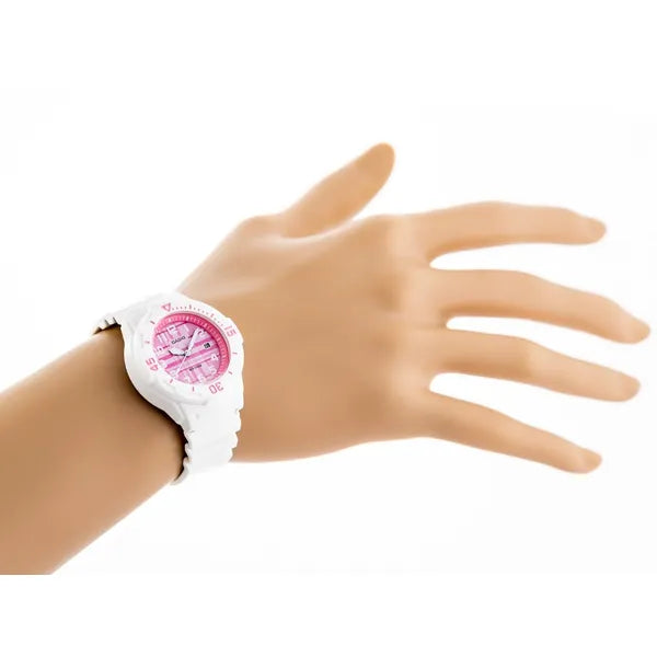 Casio LRW-200H 4CVDF női karóra, 33 mm, WR100, fehér-rózsaszín, kvarc