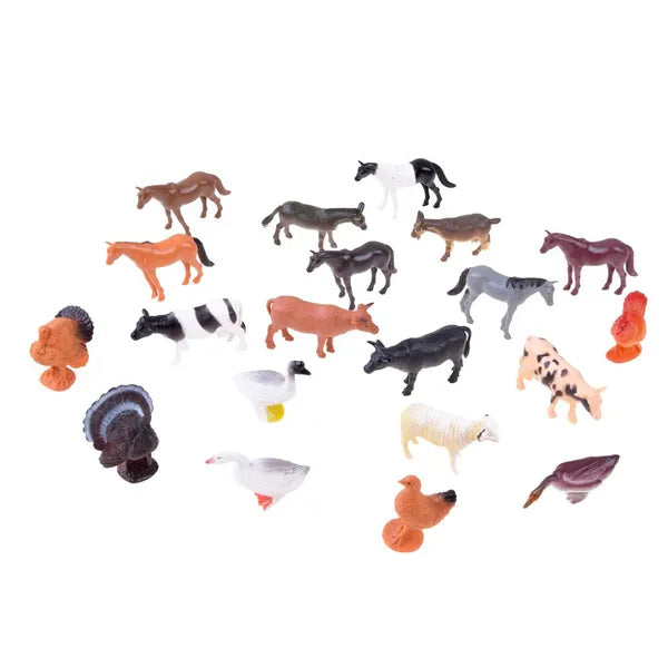 20 darabos műanyag háziállat figura készlet játszószőnyeggel