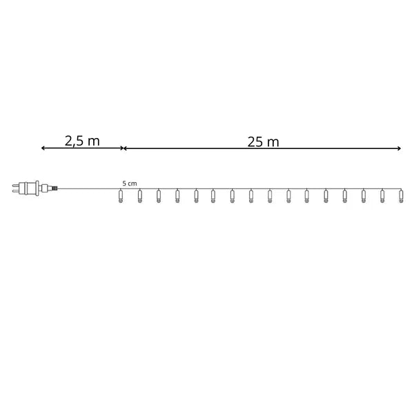 Karácsonyi fényfüzér 500 LED, kék, 27,5 m, 8 program, IP44, beltéri/kültéri