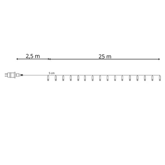 Karácsonyi fényfüzér 500 LED, kék, 27,5 m, 8 program, IP44, beltéri/kültéri