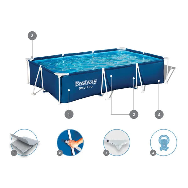Bestway Steel Pro fémvázas medence pumpával, 300×201×66 cm, 3300 l