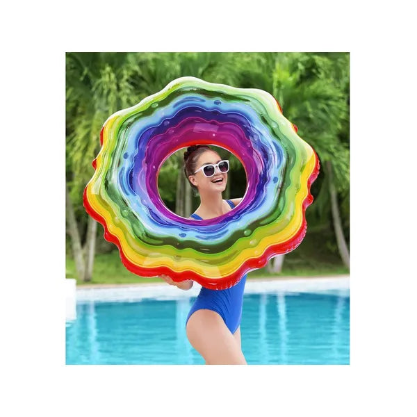 Bestway szivárvány színű felfújható úszógumi 115 cm, 12 évtől