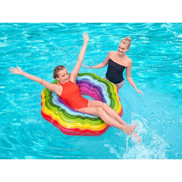 Bestway szivárvány színű felfújható úszógumi 115 cm, 12 évtől