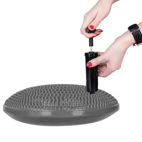 Szürke PVC szenzoros egyensúlypárna pumpával, 34 cm Ø, 210 kg