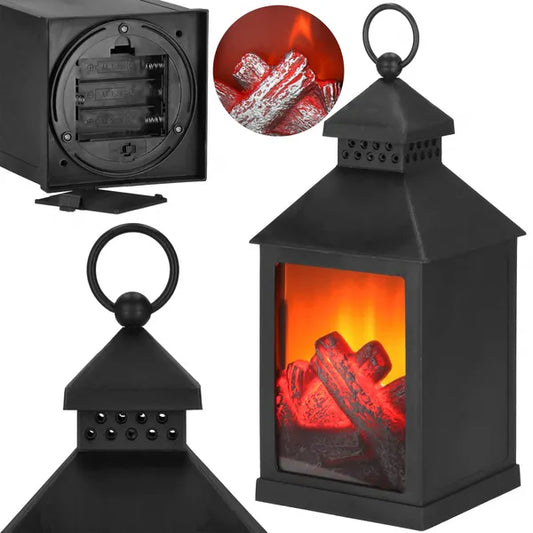 Fekete dekoratív LED lámpás, parázsfény effekt, IP20, 22,5 cm