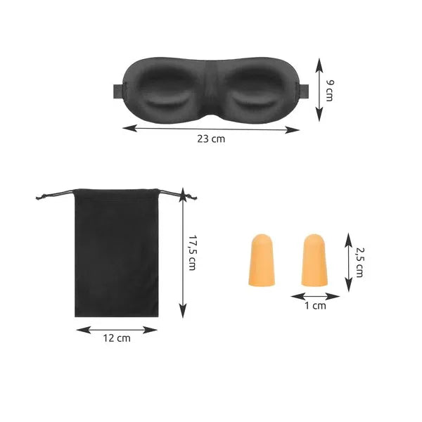3D szivacsos alvómaszk füldugóval és tároló tokkal, állítható pánttal