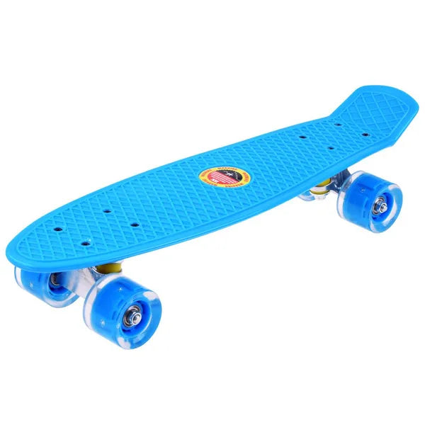 Műanyag mini cruiser gördeszka világító PU kerekekkel, 55 cm, 50 kg