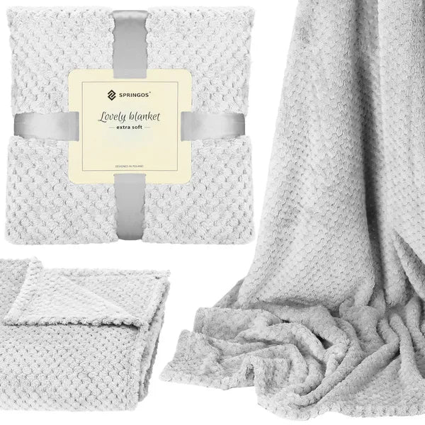 Puha plüss takaró 200x220 cm, szürke, 250 g/m² – Springos
