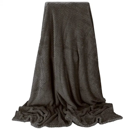 Fekete dombornyomott, kétoldalas poliészter pléd 150×200 cm, 250 g/m²
