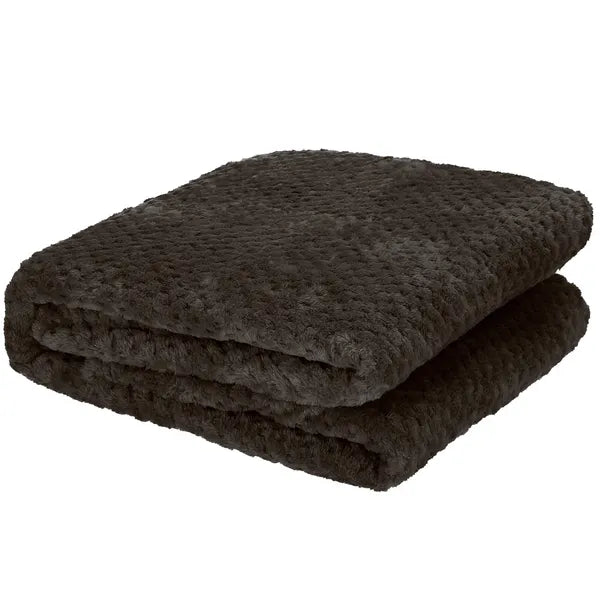 Fekete dombornyomott, kétoldalas poliészter pléd 150×200 cm, 250 g/m²