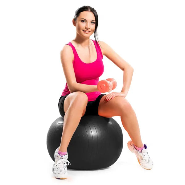 Springos fekete PVC gimnasztikai labda pumpával, 65 cm, 150 kg