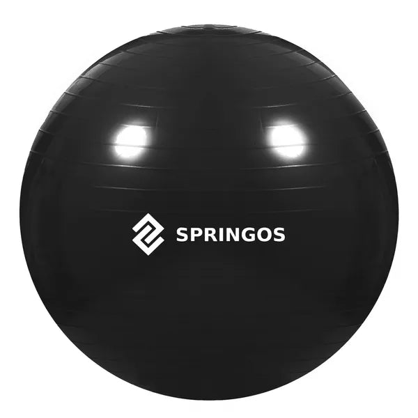 Fekete 55 cm PVC gimnasztikai labda pumpával, 150 kg teherbírás