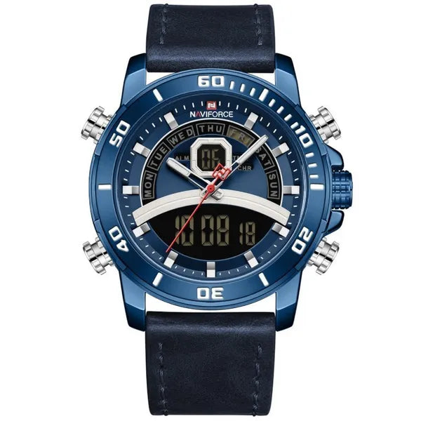 Naviforce NF9181L férfi kvarc karóra, kék számlap, bőr szíj