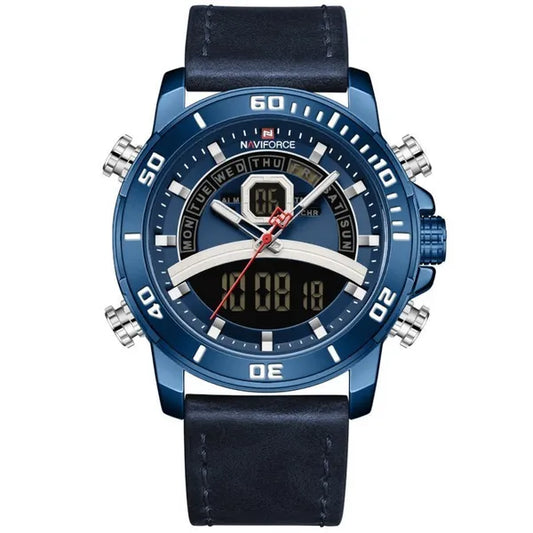 Naviforce NF9181L férfi kvarc karóra, kék számlap, bőr szíj