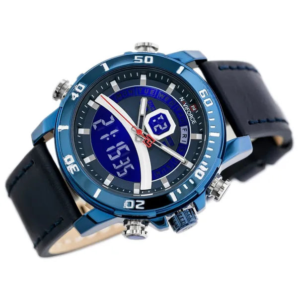 Naviforce NF9181L férfi kvarc karóra, kék számlap, bőr szíj