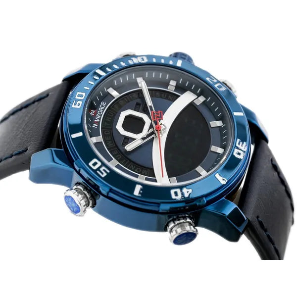 Naviforce NF9181L férfi kvarc karóra, kék számlap, bőr szíj