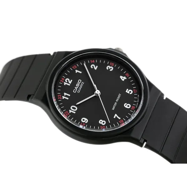 Casio MQ-24-1BLDF férfi karóra, kvarc, fekete műanyag szíj, 35 mm, WR30