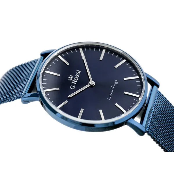 G. Rossi női kvarc karóra, Miyota, kék fém, 38 mm, ajándék dobozzal