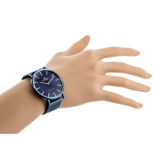 G. Rossi női kvarc karóra, Miyota, kék fém, 38 mm, ajándék dobozzal
