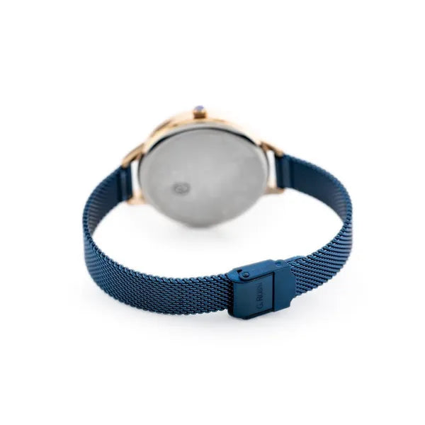 G. Rossi női karóra, rozéarany tok, kék számlap, fém csat, 33 mm