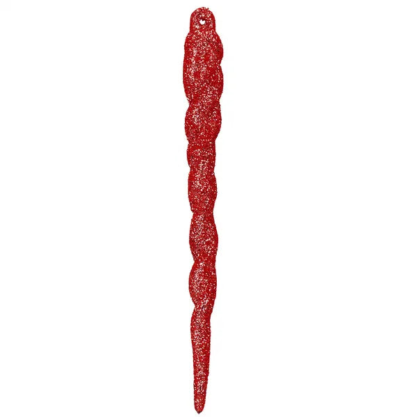 Karácsonyfadísz cseppformájú függődísz, 12,5 cm, 10 db, piros glitter