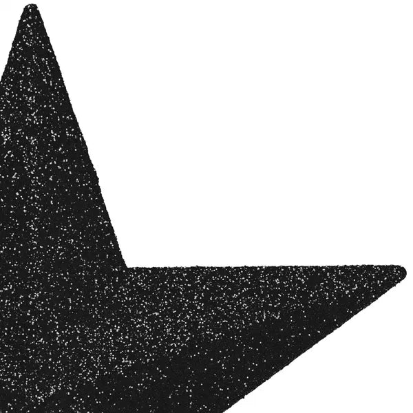 Karácsonyi csillag csúcsdísz – fekete, csillámporos, 15 cm