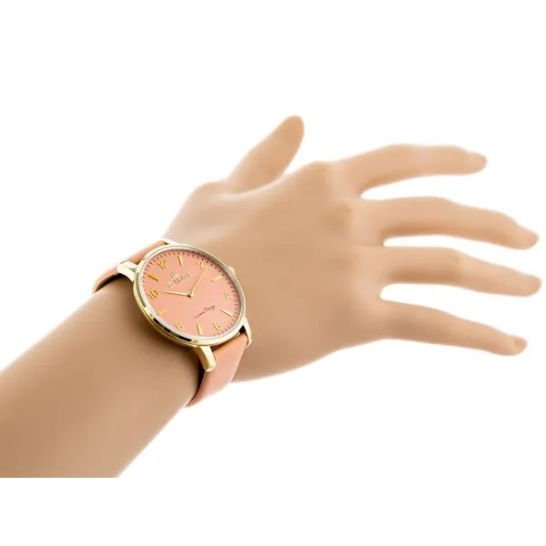 G. Rossi női kvarc karóra, arany tok 36 mm, barackszín bőrszíj